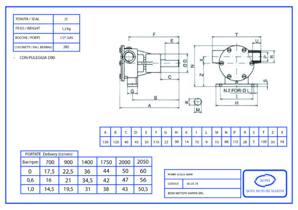 Pompa acqua mare PM 16 con supporto