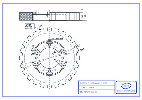 Elemento in Gomma Vulkan 24 Denti 00.23.83