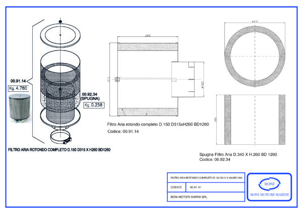 Filtro aria rotondo completo