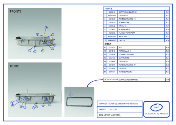Coppa olio 6 cilindri alluminio con kit montaggio
