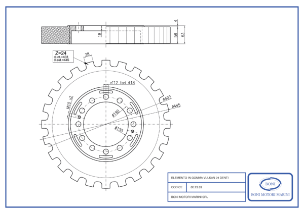Elemento in Gomma Vulkan 24 Denti 00.96.52