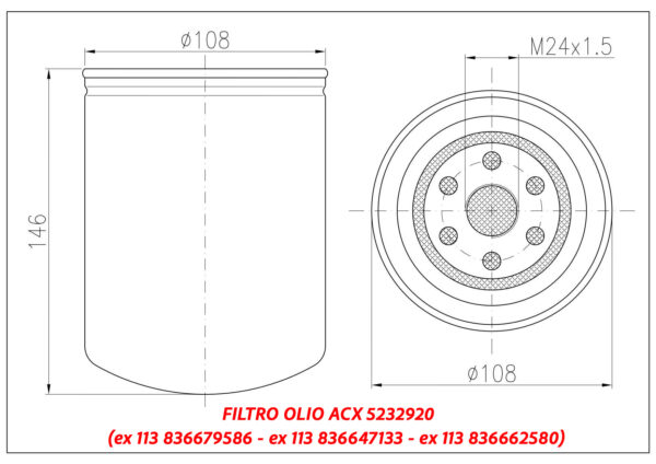 Filtro olio per motori BONI/AGCO
