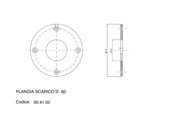 Flangia scarico Inox 4 fori