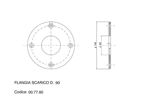 Flangia scarico Inox 4 fori