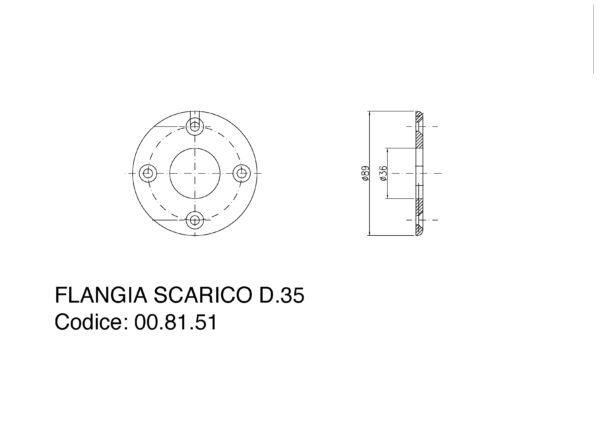 Flangia scarico Inox 4 fori