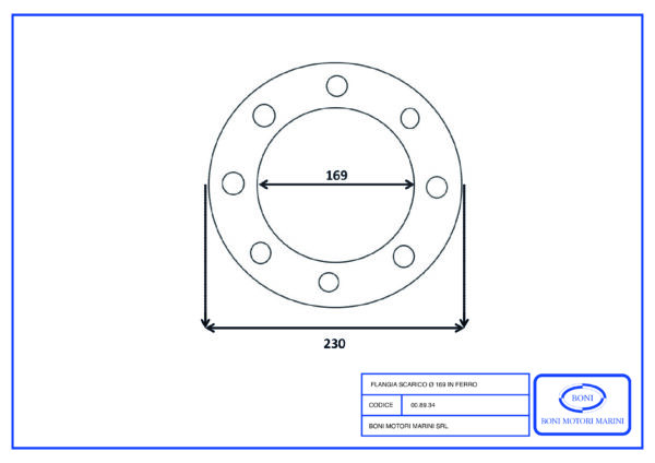 Flangia scarico in ferro 8 fori
