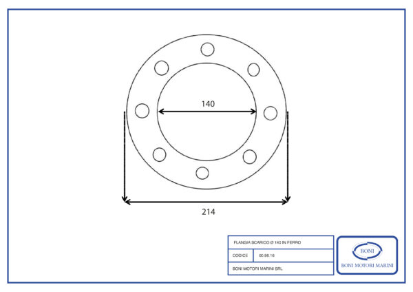 Flangia scarico in ferro 8 fori