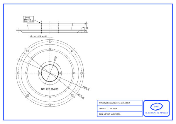 Parastrappo vulkardan-E 14" 46 Denti 2K4015