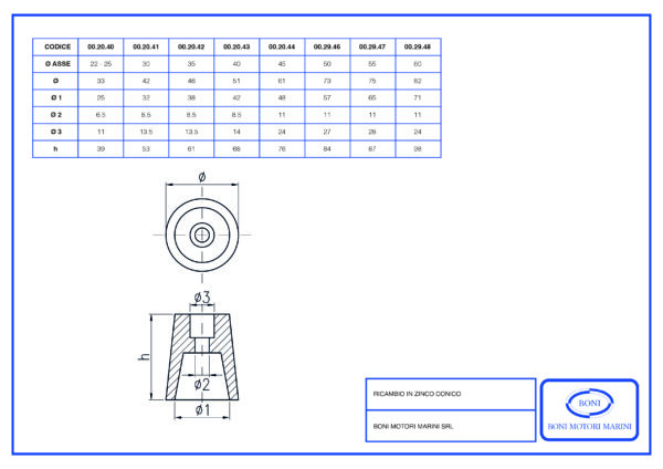 Ricambio in Zinco Conico