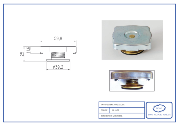 Tappo scambiatore acqua